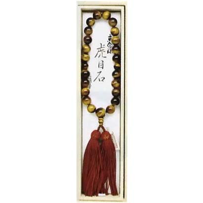 京念珠　男性用片手念珠（桐箱付） 27珠　虎目石