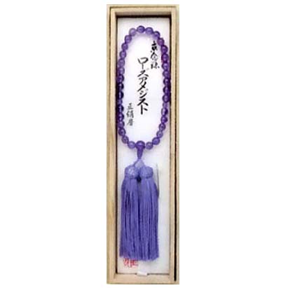 京念珠 女性用片手念珠(桐箱付) 8mm玉 ローズアメジスト|西谷商店