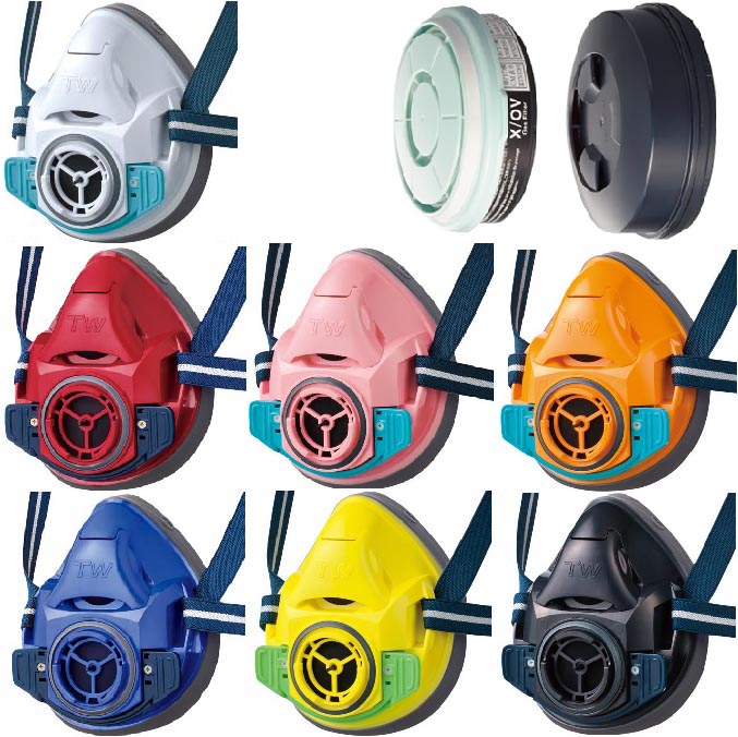 シゲマツ 面体 Mサイズ マスク 塗装・農薬散布作業用 吸収缶2個