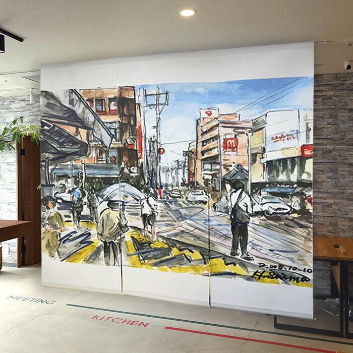 送料無料_【県内アーティストコラボ商品】NOREN/タペストリー「国際通り」｜西崎ベース店