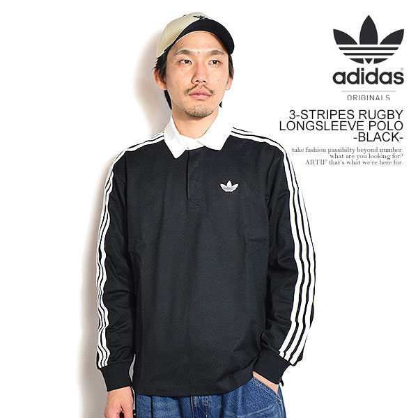 アディダス オリジナルス adidas Originals 3-STRIPES RUGBY LONGSLEEVE POLO -BLACK- ci076b メンズ ポロシャツ ラガーシャツ ラグビーシャツ 送料無料 ストリート スポーツ