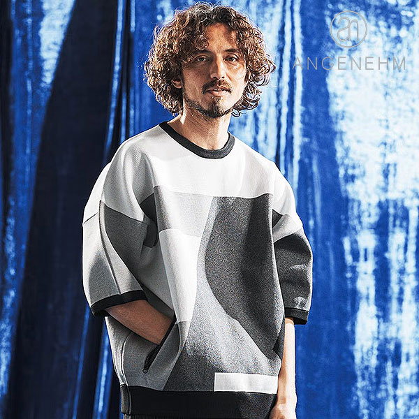 2026 春夏 先行予約 4月下旬～5月上旬入荷予定 アンゲネーム ANGENEHM Panel Jacquard Airy Knit Crew ag06-001scg メンズ ニット 送料無料 キャンセル不可