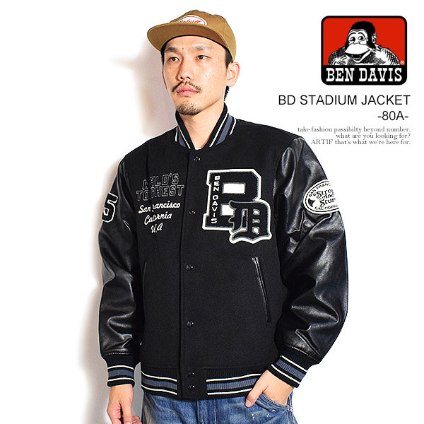 ベンデイビス BEN DAVIS BD STADIUM JACKET -80A- t-25780010bk メンズ ジャケット スタジャン アワードジャケット フェイクメルトン 送料無料 ストリート