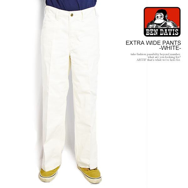 ベンデイビス BEN DAVIS EXTRA WIDE PANTS -WHITE- t-23180009w メンズ パンツ ワークパンツ カツラギ ワイドパンツ 送料無料 ストリート｜nisky