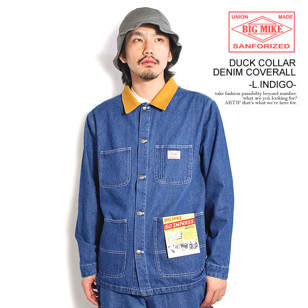 ビッグマイク BIG MIKE DUCK COLLAR DENIM COVERALL -L.INDIGO- 102516000l メンズ ジャケット デニムジャケット カバーオール 送料無料 ストリート|nisky