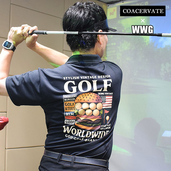 30％OFF SALE セール コアセルベート COACERVATE×WWG EXCELENT BUGER GOLF DRY POLO coa-wwg01 メンズ ポロシャツ 半袖 ゴルフウェア ゴルフポロ ドライ素材 送料無料 ストリート