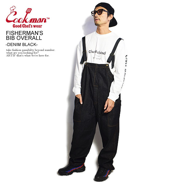 クックマン COOKMAN FISHERMAN'S BIB OVERALL -DENIM BLACK- 231-03843 231-03854 レディース メンズ フィッシャーマンズオーバーオール サロペット パンツ デニム ストリート 送料無料 おしゃれ かっこいい カジュアル ファッション cookman