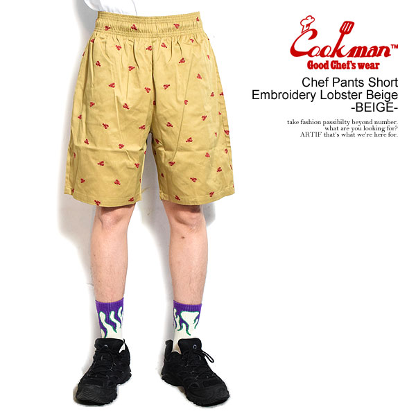クックマン COOKMAN Chef Pants Short Embroidery Lobster Beige -BEIGE- 231-51920 メンズ ショートパンツ シェフパンツ イージーショーツ 送料無料 ストリート