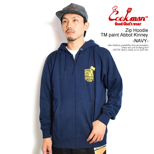 クックマン COOKMAN Zip Hoodie TM paint Abbot Kinney -NAVY- 231-53164 メンズ パーカー ジップパーカー スウェット 裏パイル 送料無料 ストリート|nisky