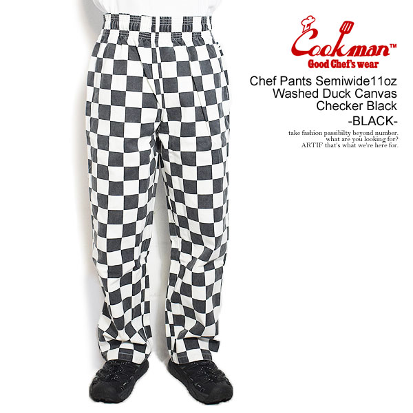 クックマン COOKMAN Chef Pants Semiwide11oz Washed Duck Canvas Checker Black -BLACK- 231-53804 メンズ パンツ シェフパンツ セミワイド イージーパンツ 送料無料 ストリート