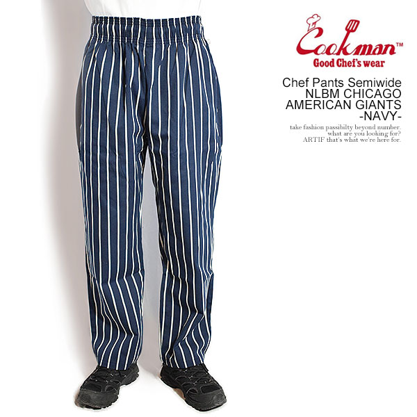 クックマン COOKMAN Chef Pants Semiwide NLBM CHICAGO AMERICAN GIANTS -NAVY- 131-61871 メンズ パンツ シェフパンツ セミワイド イージーパンツ Negro Leagues ニグロリーグ 送料無料 ストリート