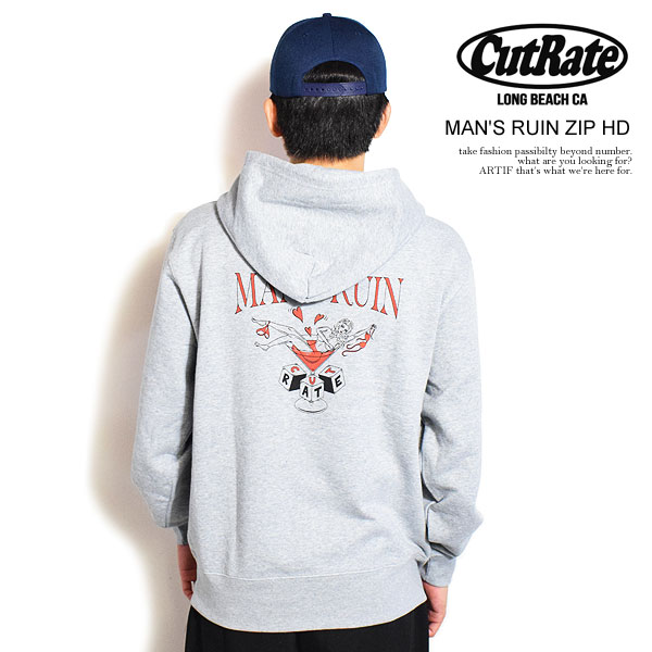 カットレイト CUTRATE MAN'S RUIN ZIP HD cr-25aw004 cutrate メンズ パーカー ジップパーカー スウェット 裏パイル 送料無料 ストリート|nisky