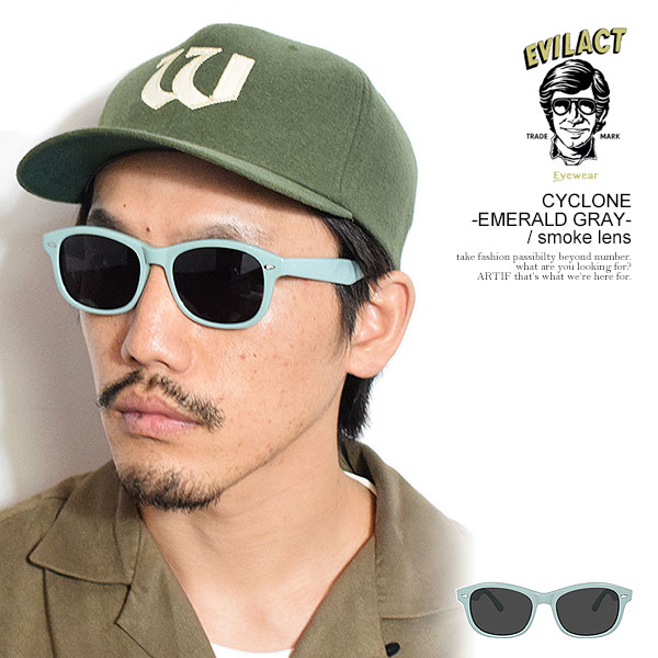イーブルアクト アイウェア EVILACT EYEWEAR CYCLONE -EMERALD GRAY- / smoke lens eae25-01-17 メンズ サングラス バイカーシェード カラーレンズ 送料無料 ストリート