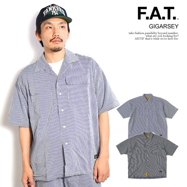 30％OFF SALE セール エフエーティー FAT GIGARSEY f32520-sh02 メンズ シャツ 半袖シャツ ビッグシルエット サッカージャージ ストライプ 送料無料 ストリート