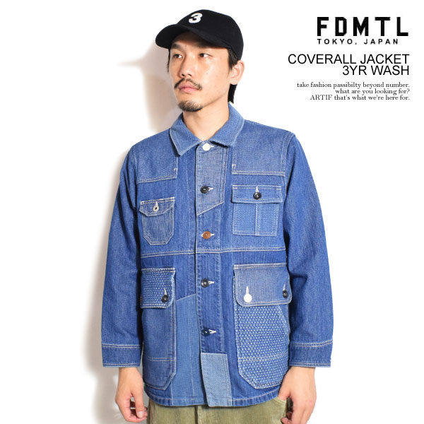 ファンダメンタル FDMTL COVERALL JACKET 3YR WASH fa25-jk31u メンズ ジャケット カバーオール デニムジャケット パッチワーク 送料無料 ストリート