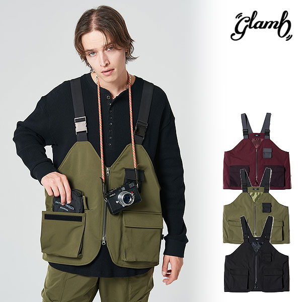 30％OFF SALE セール glamb&times;CHANCE IS ONCE 2 グラム glamb JW Camera Addict Vest gb0225-co02 ジェイダブリューカメラアディクトベスト メンズ ベスト コラボ 送料無料｜nisky