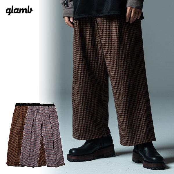 40％OFF SALE 大売り出し 瓦 glamb Houndstooth Wide Slacks gb0422-p02 ハウンドトゥースワイドスラックス 貨物輸送無料 表どおり
