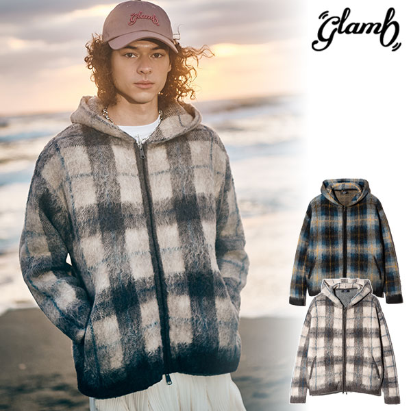 2026 秋 先行予約 10月中旬～下旬入荷予定 グラム glamb Check Knit Hoodie gb0326-knt07 パーカー チェックニットフーディー 送料無料 キャンセル不可｜nisky