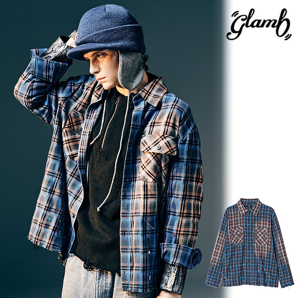 グラム glamb Splash Damage Flannel Shirt gb0425-sh01 スプラッシュ ダメージ フランネルシャツ 送料無料