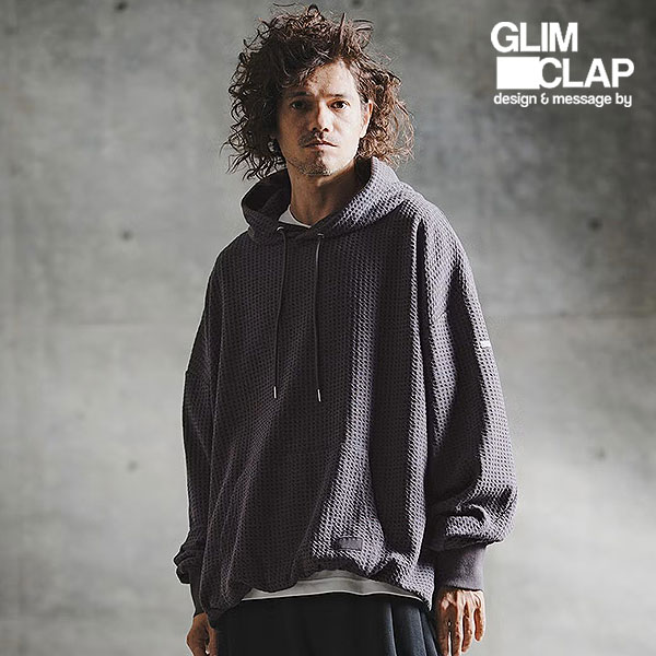 2026 秋冬 1st 先行予約 8月下旬~9月上旬入荷予定 グリムクラップ GLIMCLAP Geometric Jacquard Jersey Shirred-Hem Hoodie 211-015-gla-cg メンズ パーカー 送料無料 キャンセル不可|nisky