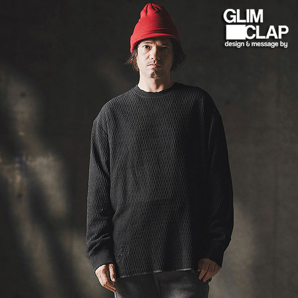 2025 秋冬 1st 此れから取っておく 8月中旬～下旬入荷予定を組む グリムクラップ GLIMCLAP Jacquard texture cut sew -Distressed for a vintage look- 19-012-gla-cf メンズ カットソー 貨物輸送無料 取りやめる不可