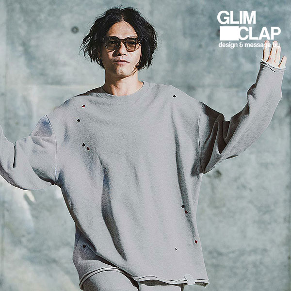 2025 秋冬 2nd 此れから取っておく 10月中旬～下旬入荷予定を組む グリムクラップ GLIMCLAP Card Stitch Emblem Sweatshirt 192-033-gla-cf メンズ 流汗 貨物輸送無料 取りやめる不可