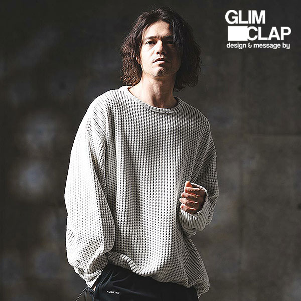 2026 春夏 1st 先行予約 4月下旬～5月上旬入荷予定 グリムクラップ GLIMCLAP Big Waffle Oversized Long Sleeve T-Shirt 201-019-gls-cg メンズ Tシャツ 送料無料 キャンセル不可