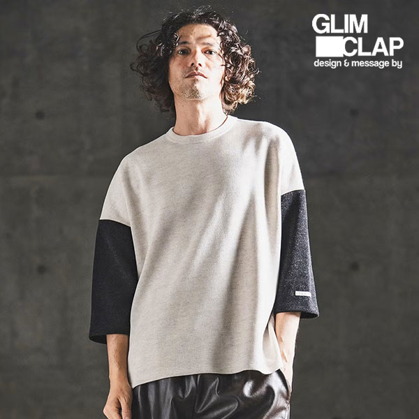 2026 春夏 2nd 先行予約 4月下旬～5月上旬入荷予定 グリムクラップ GLIMCLAP Melange Rib-Bonded 3/4 Sleeve T-shirt 202-056-gls-cg メンズ Tシャツ 送料無料 キャンセル不可