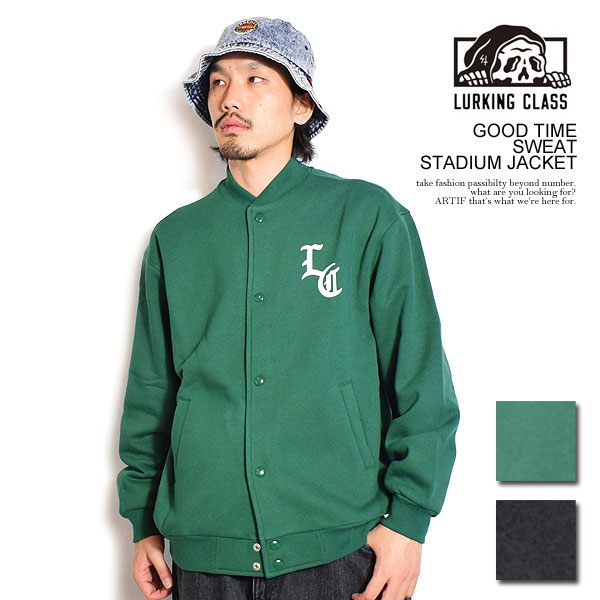 30％OFF SALE セール ラーキングクラス LURKING CLASS GOOD TIME SWEAT STADIUM JACKET st24fj02 メンズ ジャケット スタジャン SKETCHY TANK アートワーク 送料無料 ストリート｜nisky