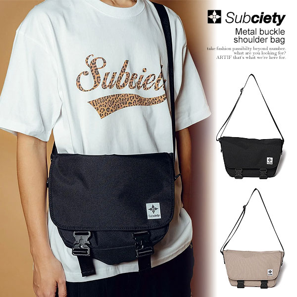 サブサエティ SUBCIETY Metal buckle shoulder bag 155-88097 subciety メンズ ショルダーバッグ ニュースペーパーバッグ カバン 送料無料 ストリート
