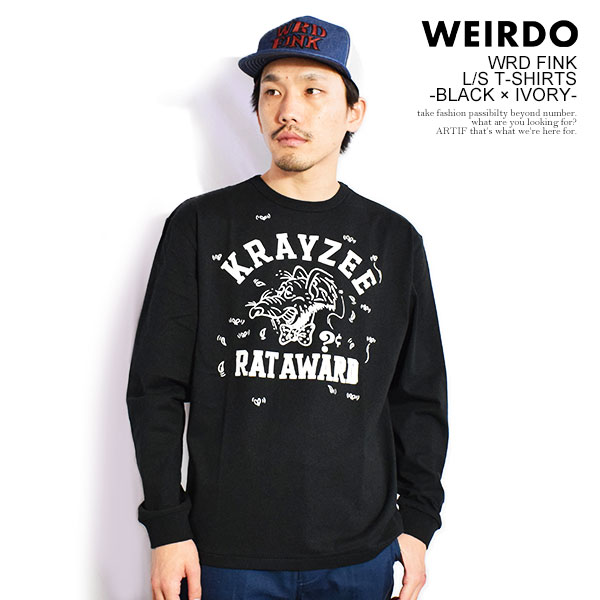 ウィアード WEIRDO WRD FINK - L/S T-SHIRTS -BLACK × IVORY- wrd6125b メンズ Tシャツ 長袖 ロンT クルーネックTシャツ アメカジ 送料無料