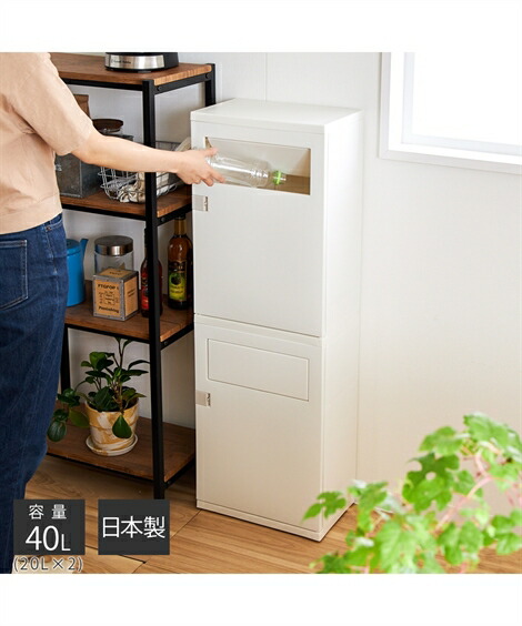 ゴミ箱 日本製 袋の取り出しラクラク 分別 ダストボックス 幅34cm アイボリー/ベージュ 40L ニッセン nissen