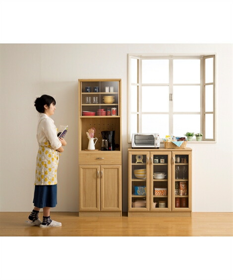 キッチン収納 レンジボード 食器棚 ナチュラルベーシックなオープン棚付き食器棚 ニッセン Nissen Butlerchimneys Com