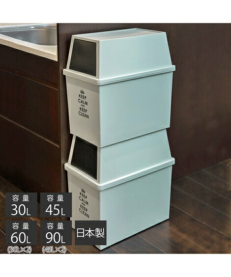 ダストボックス ゴミ箱 【日本製】上下に分別できるスリムダストボックス（ゴミ箱） 45L(2個セット) ニッセン nissen