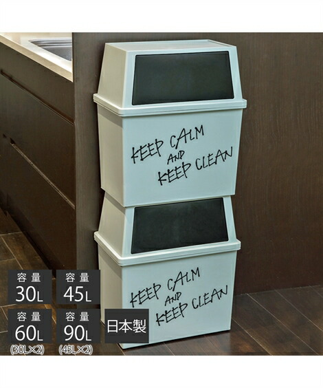 ダストボックス ゴミ箱 【日本製】上下に分別できるワイドダストボックス（ゴミ箱） 45L(2個セット) ニッセン nissen