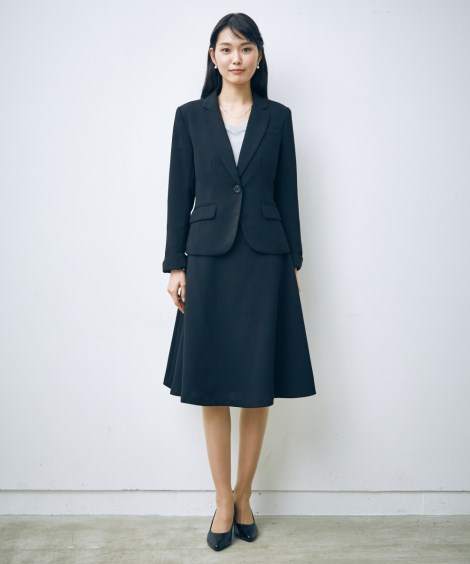 楽天市場 事務服 スーツ レディース スカート ジャケット フレア ひざ下丈 セット 制服 オフィス 仕事 ビジネス 冠婚葬祭 大きいサイズ トールサイズ 15号 17号 19号 黒 Nissen ビジネス 通勤 仕事 Ol 女性 ニッセン ニッセン 楽天市場店