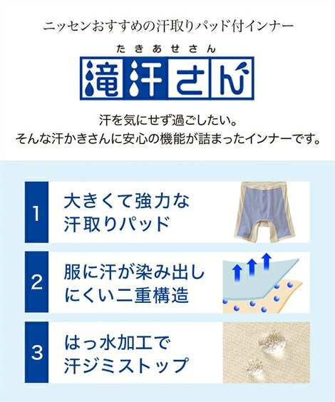 オーバーパンツ|滝汗さん_吸汗速乾_消臭テープ付_汗ジミ・股ずれ防止3分丈オーバーパンツ2枚組(接触冷感・抗菌防臭・UVカット)_ニッセン_nissen