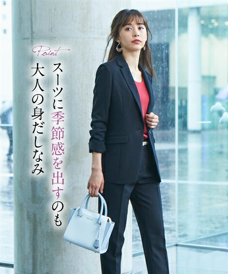 スーツ レディース ビジネス パンツ ウール調 洗える ストレッチ ロング丈 セット オフィス 仕事 通勤 秋 冬 大きいサイズ Ll 3l グレー系 黒 Nissen オフィス ビジネス 通勤 仕事 Ol 女性 ニッセ