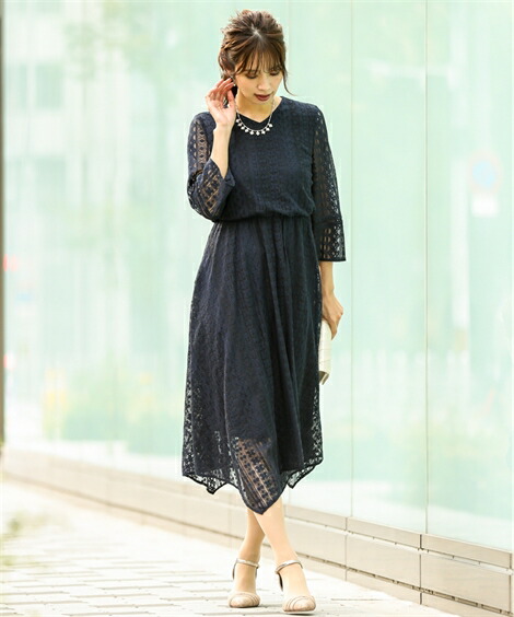 クーポン10 ドレス パーティー レディース 総レース ハンカチーフヘム ワンピース 結婚式 二次会 お呼ばれ セミ フォーマル 有 ネイビー ライラック M L ニッセン Nissen 15 Off送料無料 ドレスレディースファッション Insolite Guadeloupe Voyage Com