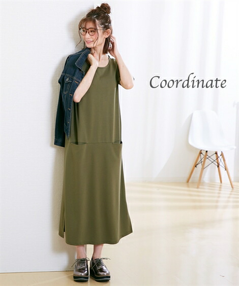 楽天市場 マタニティウェア 授乳服 産前 産後 授乳服 半袖脇スリットマタニティワンピース ニッセン Nissen ニッセン 楽天市場店