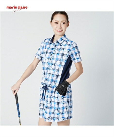 楽天市場 Marie Claire Sport スポーツウェア トップス 大きいサイズ レディース Marieclairesport 接触冷感 吸汗速乾 Uvカット 鹿の子柄 ワンピース 夏 ネイビー M L Ll 3l ニッセン Nissen 格安即決 Indiatribune Com