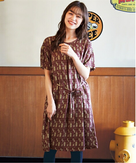 楽天市場 ワンピース ひざ丈 大きいサイズ レディース レーヨン100 半袖 ゆるシルエット ワイン カーキ系 黒 赤系 L Ll 3l ニッセン Nissen ニッセン 楽天市場店