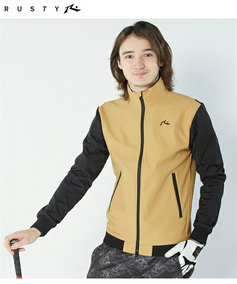 楽天市場 スポーツウェア メンズ Rusty Golf 裏フリース ジャケット ネイビー ベージュ M L Ll 3l ニッセン Nissen ニッセン 楽天市場店