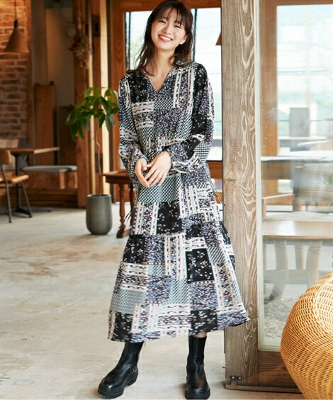 レディースファッション ワンピース ワンピース ロング マキシ 大きいサイズ レディース ベージュ系 黒系 4l 5l 6l ニッセン Nissen プレゼントを選ぼう Www Maisbeiras Com