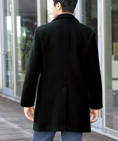 店m メンズ Ll L コート ジャケット コート 黒 杢チャコール ニッセン M L Ll メルトン メルトン Nissenメンズファッション ステンカラー Nissen ニッセン