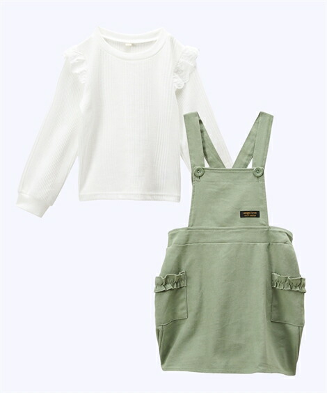 サロペット・ジャンパースカート|2点セット(レース使いTシャツ+ジャンパースカート)(女の子_子供服・ジュニア服)_ニッセン_nissen