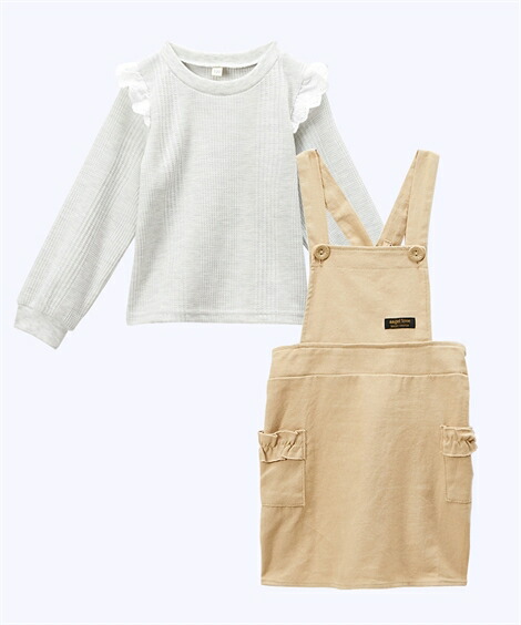 サロペット・ジャンパースカート|2点セット(レース使いTシャツ+ジャンパースカート)(女の子_子供服・ジュニア服)_ニッセン_nissen