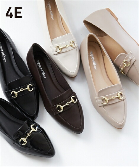 靴 大きいサイズ レディース ゆったり幅広 ローファー調 フラット シューズ ワイズ4e アイボリー ダークブラウン ブラック 23 0 23 5 24 0 24 5 25 0 25 5 26 0 26 5cm ニッセン Nissen 今年の新作から定番まで