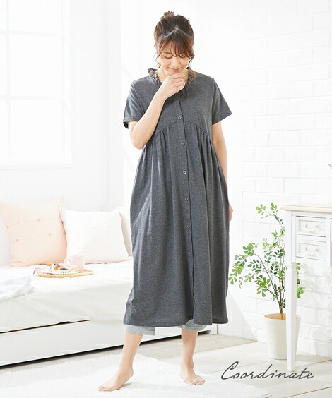 マタニティ_パジャマ・ルームウェア|【産前・産後_授乳服】ギャザー切替え前開きマタニティパジャマ_ニッセン_nissen
