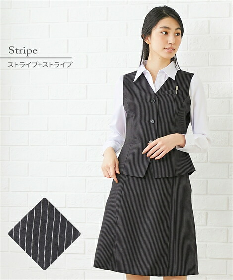 事務服スカート・スカートスーツ|【事務服】ベストスーツ(ベスト+フレアスカート)(はっ水・消臭テープ付)_ニッセン_nissen